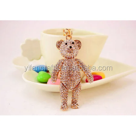 crystal teddy bear keychain