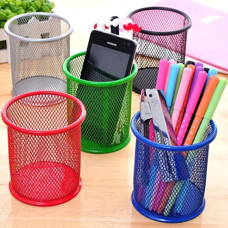 3 5 Inch Round Mesh Cup Desk Pen Pencil Holder Black Buy