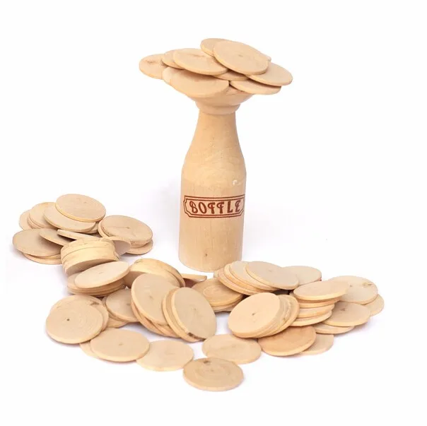 Wooden Bottle Top Balance Challenge Match Blocks Stacking Toys Family
