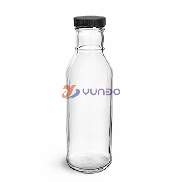 12 oz Clear Glass Ring Neck Bottles (White PP Cap) - 12/Case, Clear Type III 38-400