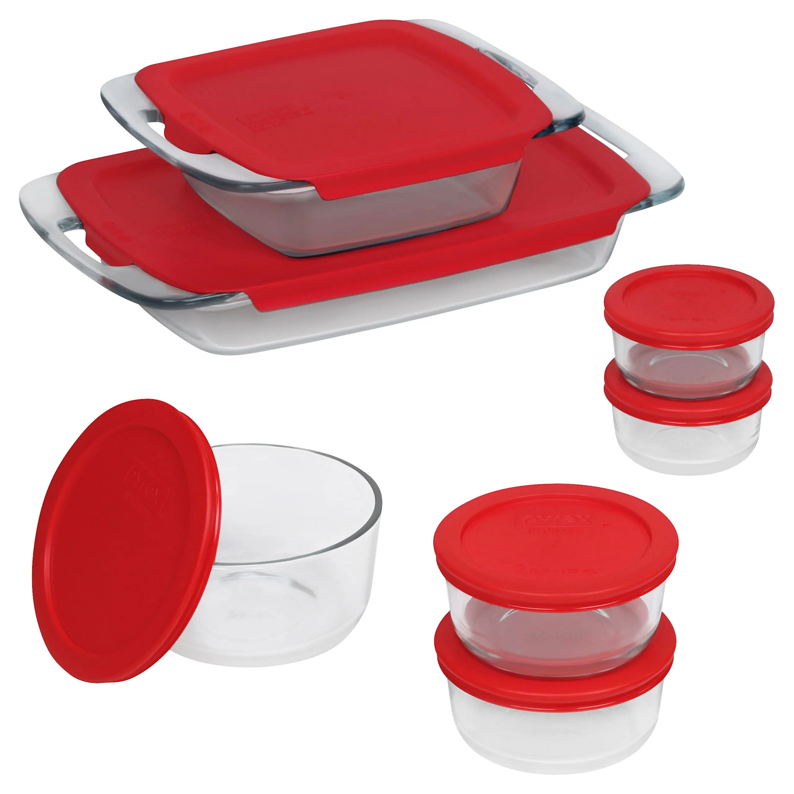 Pyrex 14 Piece Easy Grab Glass Bakeware and Food Storage Set, Clear.