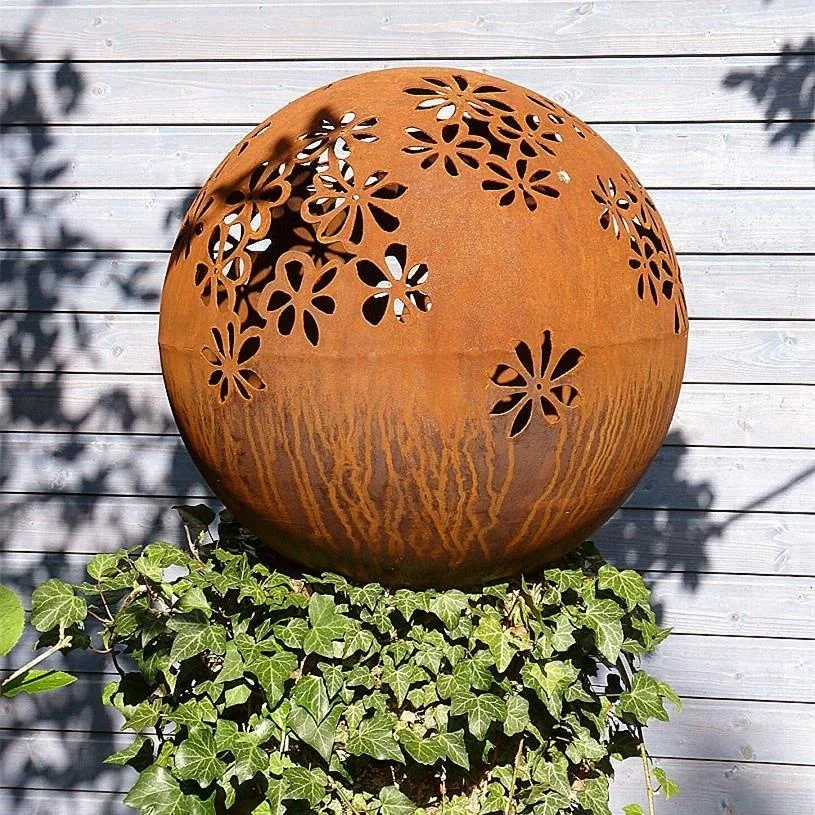 Modern Corten Steel Garden Ornaments Metal Globe Sculpture Buy