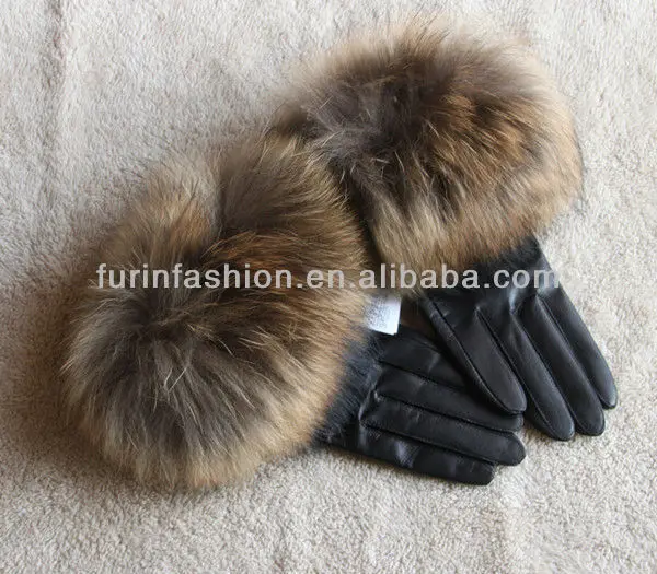 raccoon fur gloves