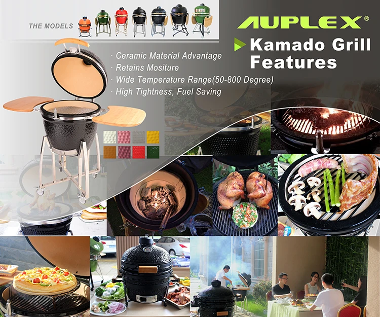 Home+Garden Appliance Auplex 18 Inch Ceramic Kamado BBQ Grill
