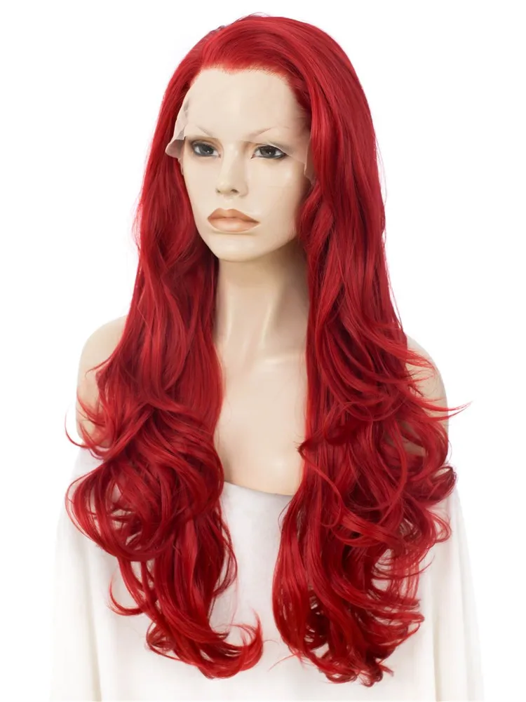 Red Deep Wave 26inch Synthetic Lace Front Wigs - Buy Deep Wave Hair ...