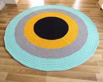 Large Round Rug Kids Hand Crochet Mat Baby Play For Nursery Decor Shower Gits Chunky Cotton Carpet High Quality