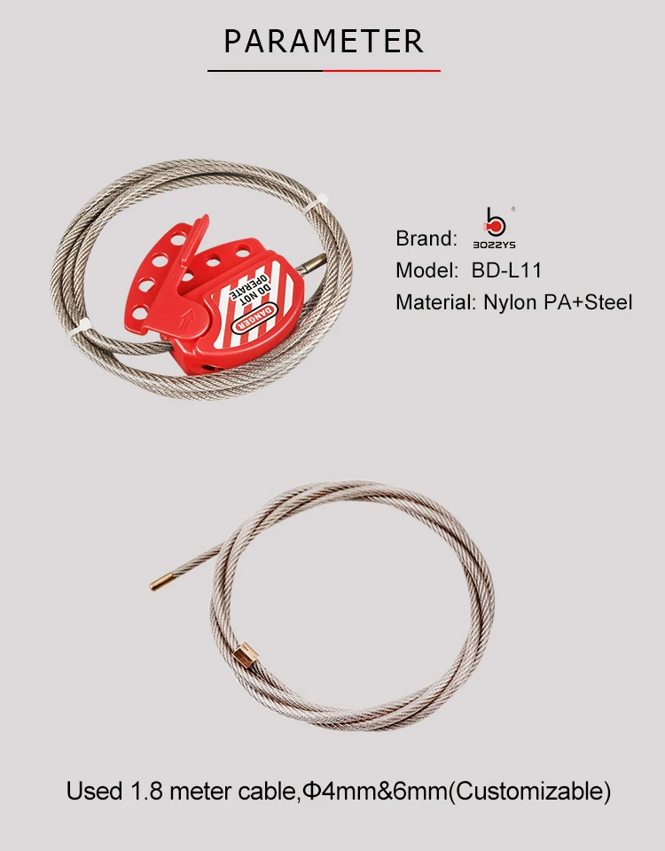 BOSHI Hot Selling 2019 Nylon PA Steel Safety Cable Lockout Device