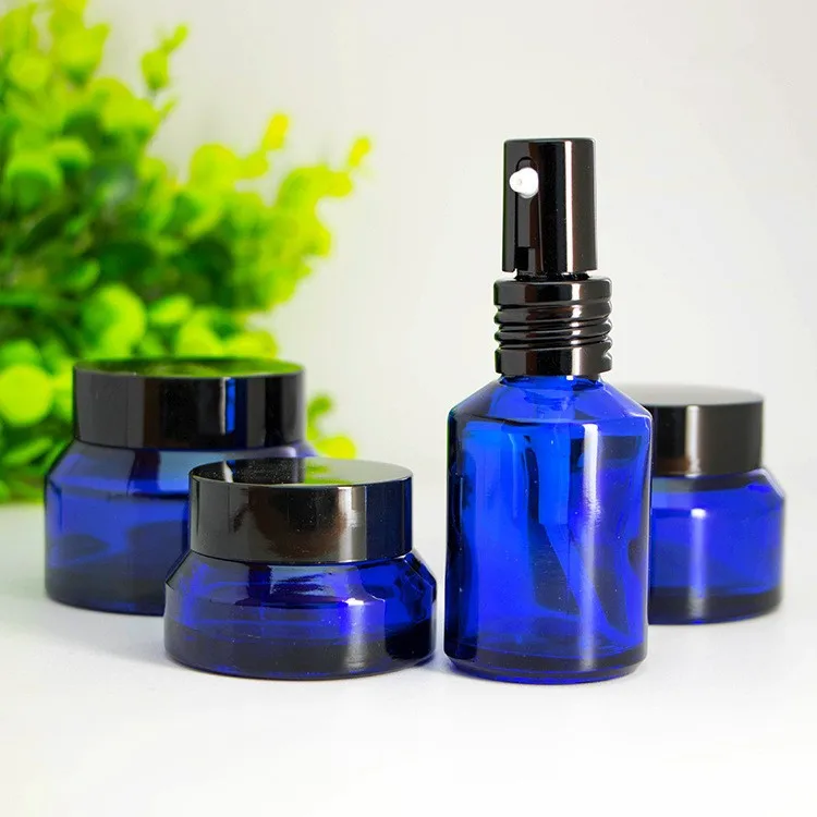 Download 15g 30g 50g Slant Cobalt Blue Cosmetic Packing Blue Glass ...