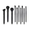 100 sets custom logo 10 pcs top quality the pearly-lustre black color makeup brush set professional kabuki brush with PVC bag