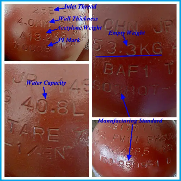 40litres Steel Ethyne/ Alkyne/ Welding/ Acetylene Gas Bottle For Sale