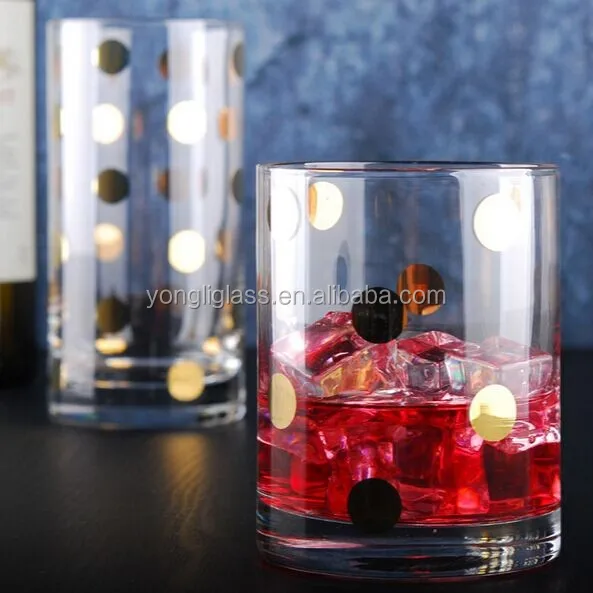 YL-D118 Simple drinking glass cup with golden printing