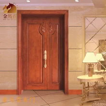 مخصصة تصميم CE خشب ساج متين الخشب غرفة المعيشة الباب رسمت فيلا الصلبة باب دخول خشبي