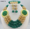 Lovely Double Rows Crystal Beads Balls Jewelry Set African Costume Jewelry Set Necklace Bracelet and Earring Set JS0027-5