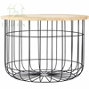 Modern Storage Type Metal Basket Bed Side Table