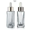 square eye drop amber clear glass bottle 30ml cosmetic transparent dropper bottle for serum