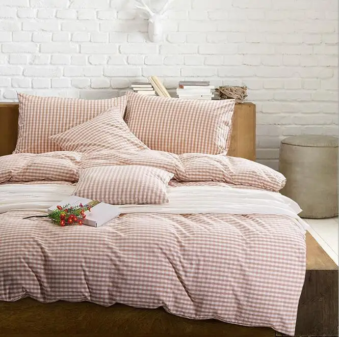 Checkered 100 Cotton Bedding Set Duvet Cover Sets Soft Bed Linen Flat