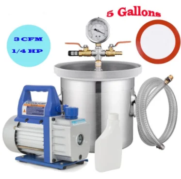 Silicone Expoxy Degassing and 4CFM Vacuum 1/3HP Pump 2 Gallon ARKSEN Vacuum Chamber 