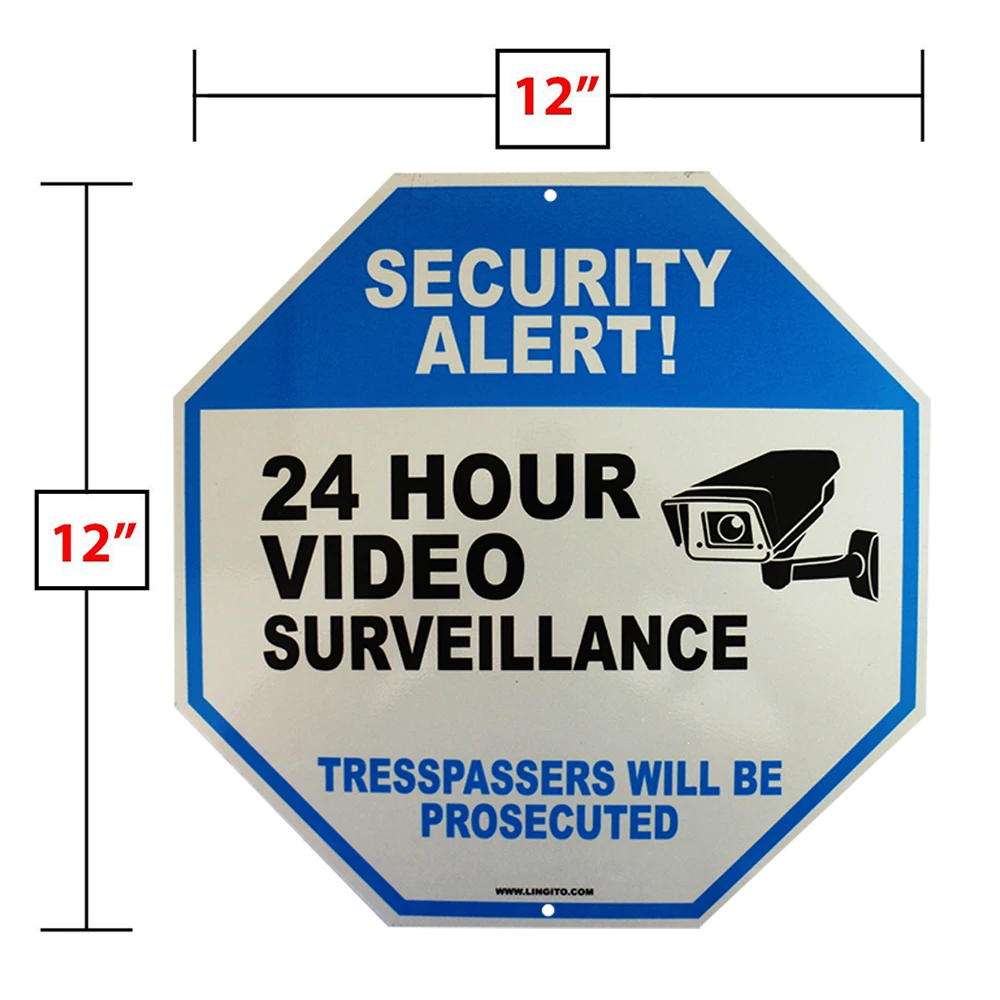 W073a Aluminum Security Warning Reflective Metal Signssecurity Alert Reflective Signvideo 