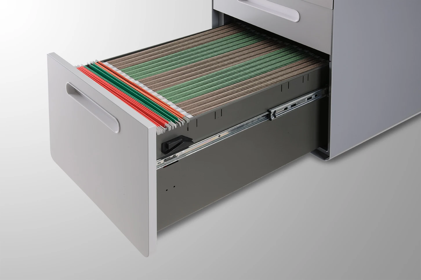 Iron Mobile Pedestal Track Rolling Modern Mobile Flat Lock Lateral Draw