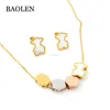 Stainless Steel 3 Color Together Bear Fashion Accessories Cheap Wholesale Price Dubai Jewelry Set