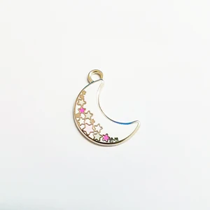 Fun and Colorful Jewelry Making Supply Pendant Bracelet DIY Crafting Nickle Plated Enamel Moon Charms