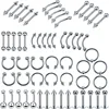 VRIUA Stainless Steel 60pcs / set Body Piercing Nose Ring Nose Nail Belly Button Nail Piercing Body Jewelry For Women