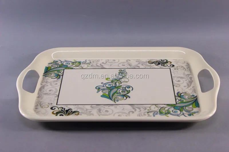Flower Design Melamine Handled Tray Food Tray Fruit Tray Beverage Tray