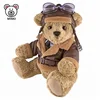 Free Sample OEM Custom LOGO Cartoon Plush Pilot Aviator Teddy Bear Toys Souvenir Gift Stuffed Animal Soft Plush Pilot Bear Toy