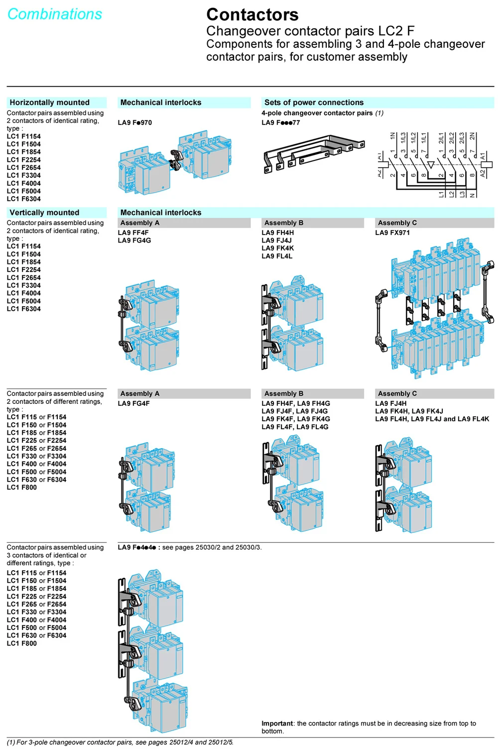 LC2F Mechanical Interlocking Contactor LC2F115 LC2F150 LC2F185 LC2F225 LC2F265 LC1F1154 LC2F1504 Reversing Contactor