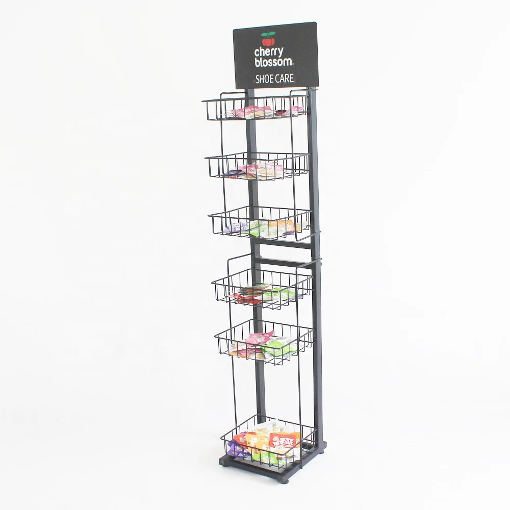 Customized Retail Portable 5 Tier Shoe Care Products Display Stands
