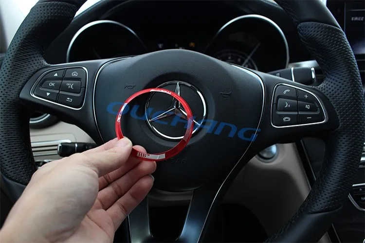 Anello in lega di alluminio cromato Decorazione del coperchio del volante Trim per CLA GLE GLC A B C Classe W204 W246 W176 W117 C117 argento