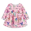 Mudkingdom 2-7 years old spring and autumn new jacquard peach long-sleeved Spring Festival dresses