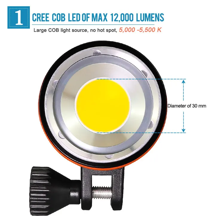 Professional 12000 Lumens ARCHON WM66 Diving Video Light underwater video flashlight
