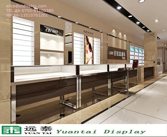 Wall Recessed Display Rack Glass Display Cabinet Optical Shop