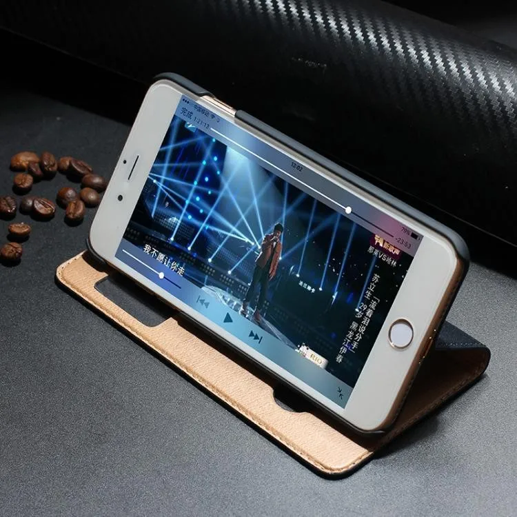 Double Open Window Flip Answer leather Mobile Phone Case For Iphone 6/6s plus 7 7plus