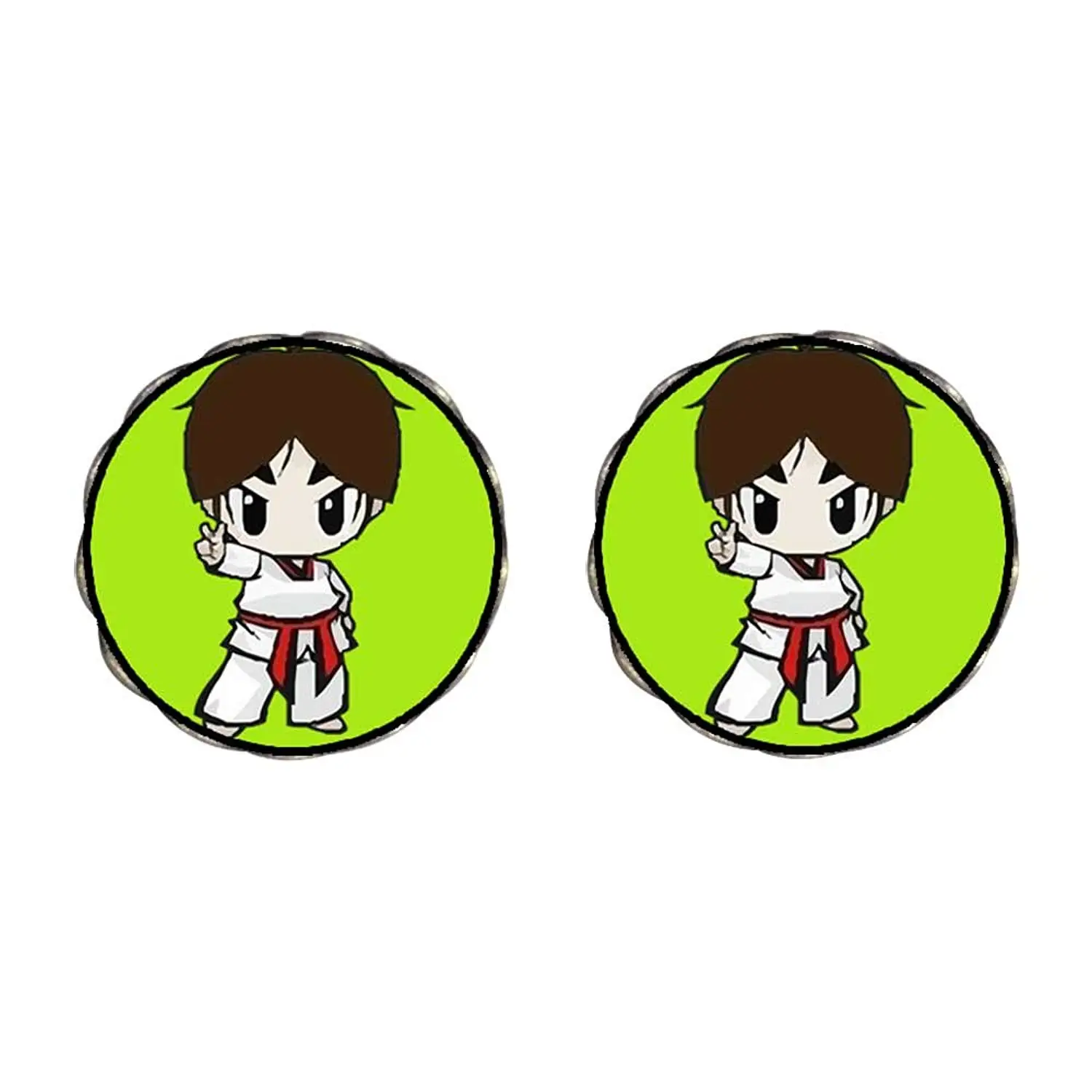 GiftJewelryShop Silver Plated Olympics Taekwondo Cartoon Photo Heart Bead Charm Bracelets