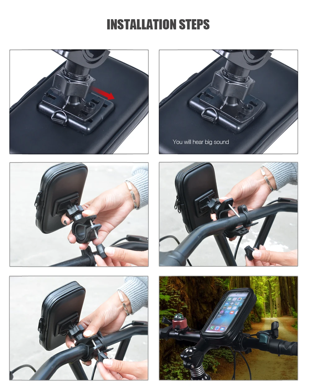 4.0inch/4.7inch/5.5inch Waterproof Mobile Phone Bike Case Bag Bicycle Handlebar Mount Holder Case