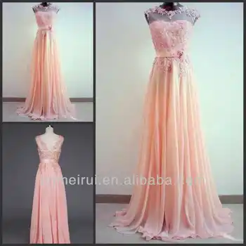 Lace Lique Hand Made Wedding Amazing Light C A Line Round Neckline Sweep Train Peach Color Long Bridesmaid Dresses 2017 Lace Lique Hand Made Wedding Amazing Light C A Line Round Neckline Sweep Train Peach Color Long Bridesmaid Dresses 2017