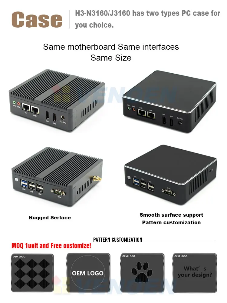 2 6 Usb Quad Core Fanless Mini Pc Celeron J3160 N3160 2hd 1