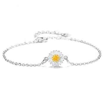 Athenaa 925 Silver Simple Daisy Bracelet Flower Bracelets Athenaa 925 Silver Simple Daisy Bracelet Flower Bracelets
