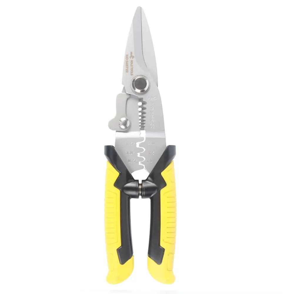 DOWELL 8 inch Multi-Tool Wire Stripper,Multi-function scissors/Crimper/Cutter with Spring,Stripping 10-22AWG and Crimping Insulated and Non-Insulated Terminals