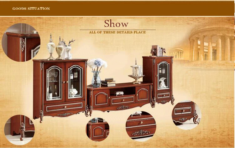 Antique High Living Room Wooden furniture lcd TV Stand p10239