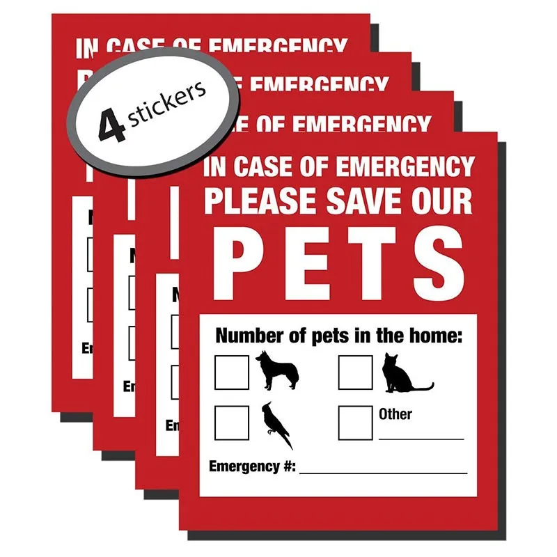 Pet Alert Safety Fire Rescue Sticker Save Our Pets Emergency Pet Inside ...