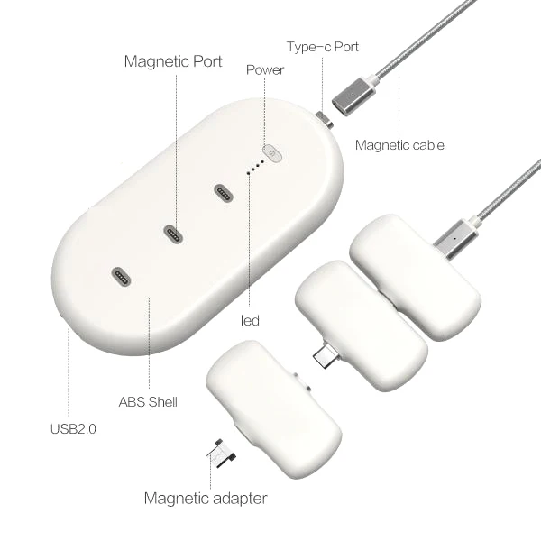 3 in 1 Connecter Magnetic Wireless Power Bank Finger Charger for All Brand Phones