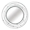 Cheap metal wire frame round wall hanging circle round decorative mirror with acrylic beaded decor