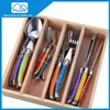 24PCS Color Handle Table fork Laguiole tableware set
