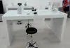 Snow white solid surface table retail store cell phone display table