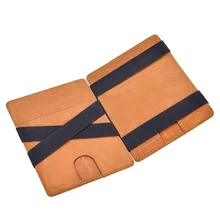 Мужчины Натуральная кожа Тонкий волшебный кошелек с защитой RFID