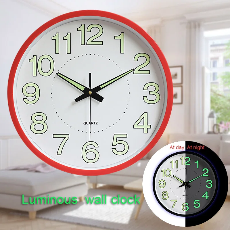 12 Inch Luminous Wall Clock Night Light Function Quartz Mute Wall Clock