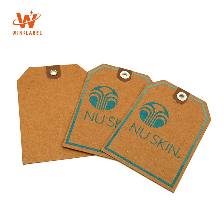 Custom Sample Brand Eyelet Hole Punch 400gsm Kraft Paper Hang Tags For